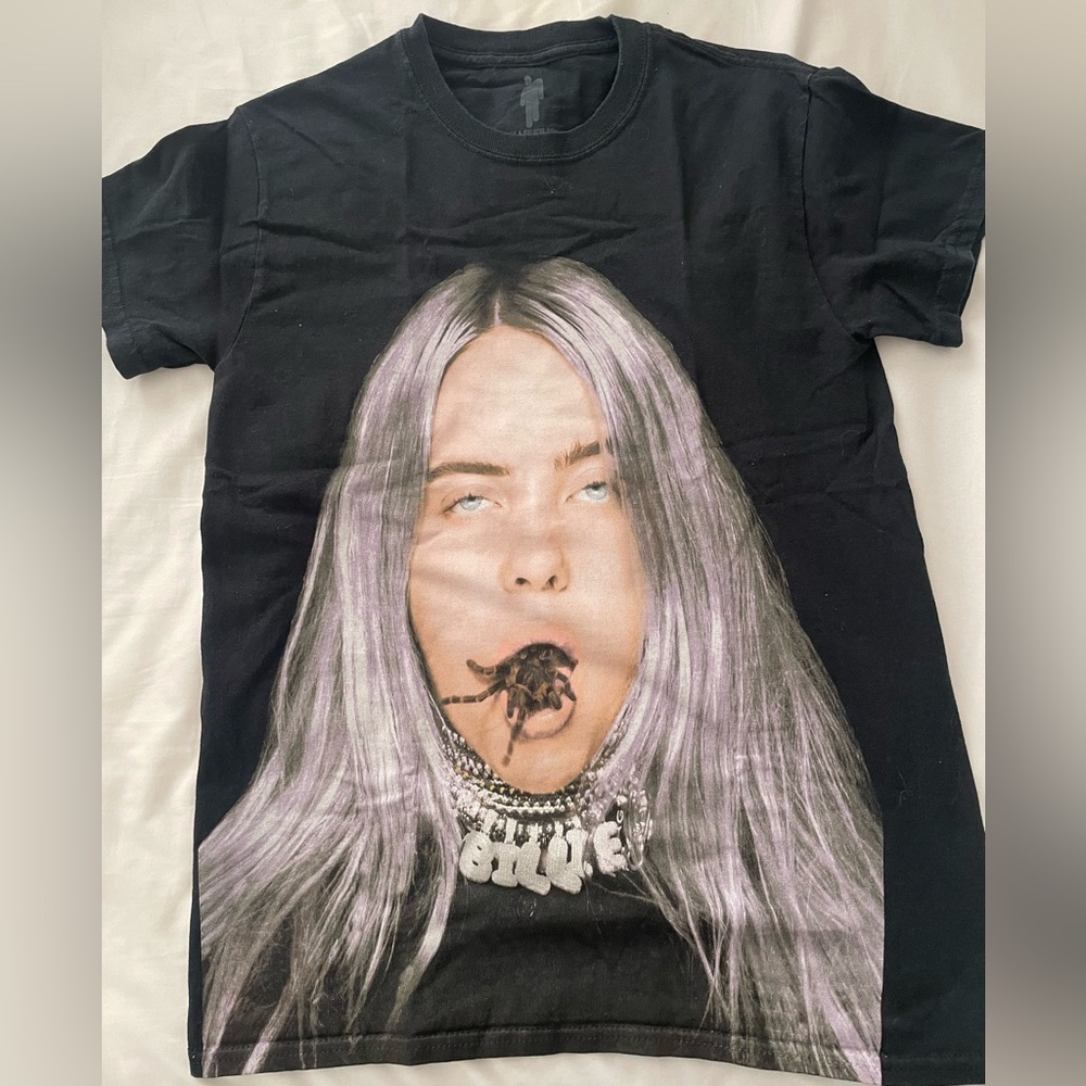 BILLIE EILISH TARANTULA SPIDER MOUTH 2019 TOUR T-SHIRT SIZE SMALL BLACK T-SHIRT
